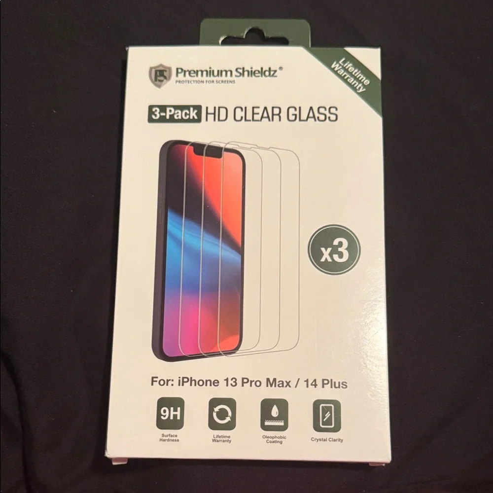 3-Pack HD Clear Glass Screen Protectors for iPhone 13 Pro Max / 14 Plus - White